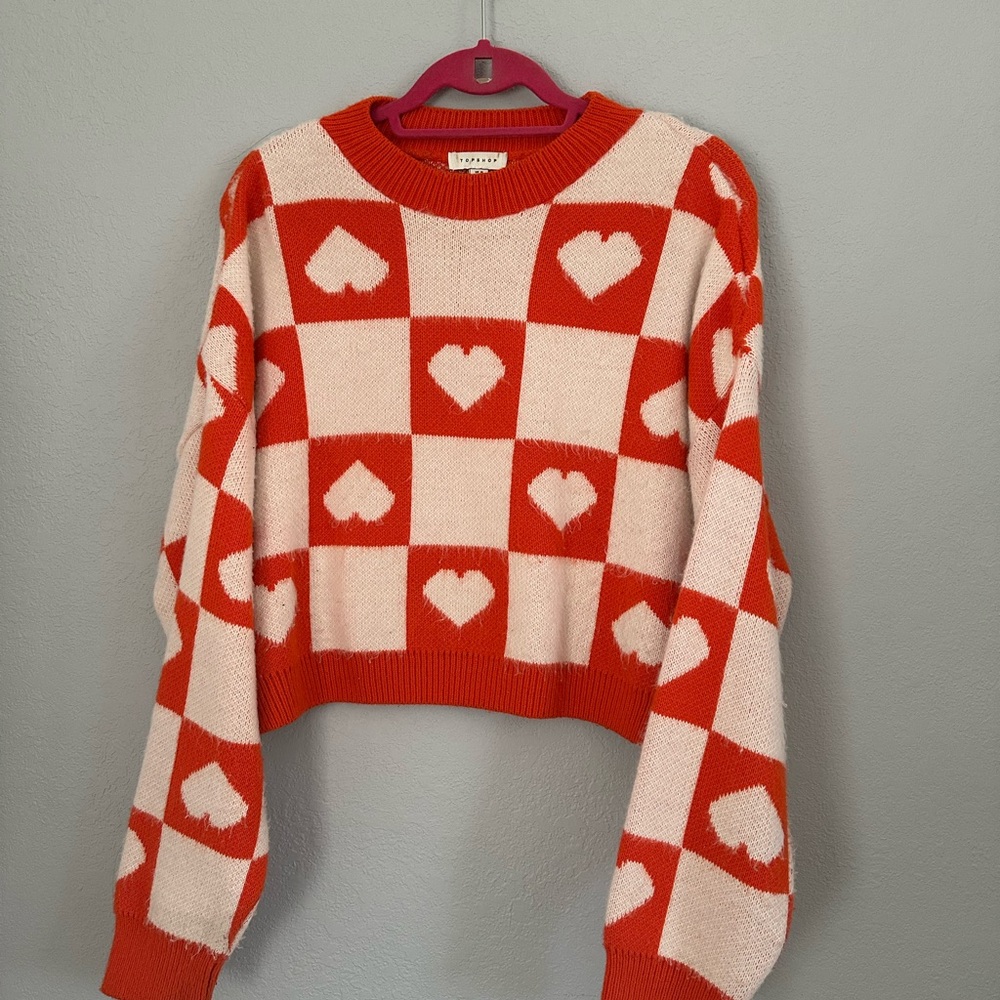Topshop Heart Check Sweater